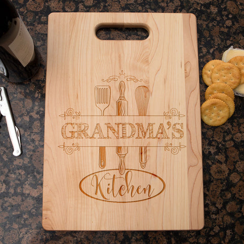 Image of Kitchen Utensils Personalized Maple Cutting Board