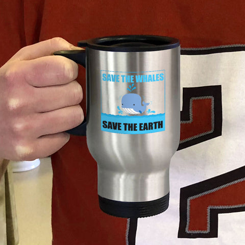 Image of Metal Coffee and Tea Travel Mug Save The Whale
