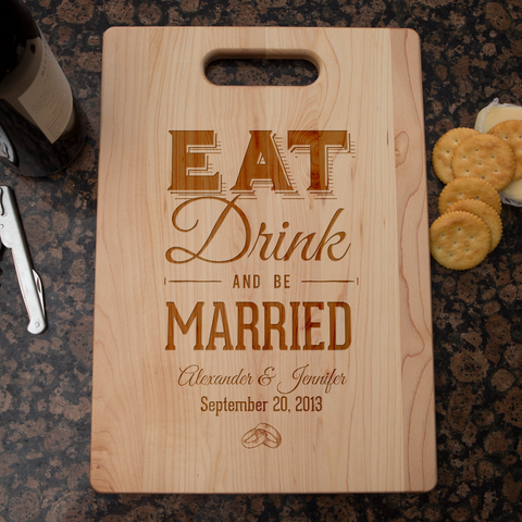 Image of Eat Drink And be Married Personalized Cutting Board