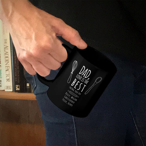 Image of Personalized Ceramic Coffee Mug Black, Dad Love Is The Best Thing You Do