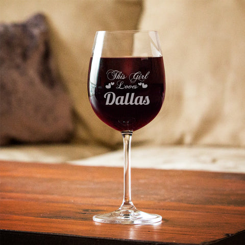 Image of This Girl Loves... Personalized Wine Glass
