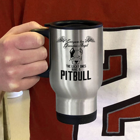 Image of Metal Coffee and Tea Travel Mug The Lucky Ones Have a Pitbull