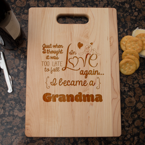 Image of Fall In Love Again Grandma Personalized Cutting Board