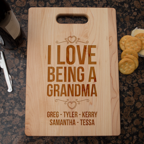 Image of I Love Being A Grandma Personalized Cutting Board