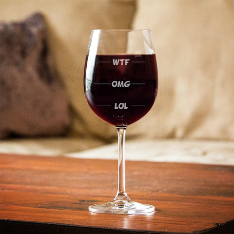 Image of WTF OMG LOL Wine Glass