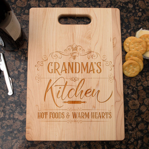 Image of Hot Foods and Warm Hearts Personalized Maple Cutting Board