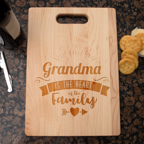 Image of Grandma Is The Heart Of The Family Personalized Maple Cutting Board
