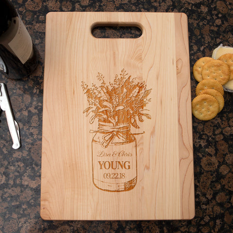 Image of Mason Jar Personalized Maple Cutting Board