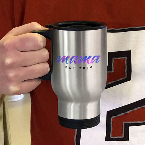 Image of Mama Est Personalized Metal Coffee and Tea Travel Mug