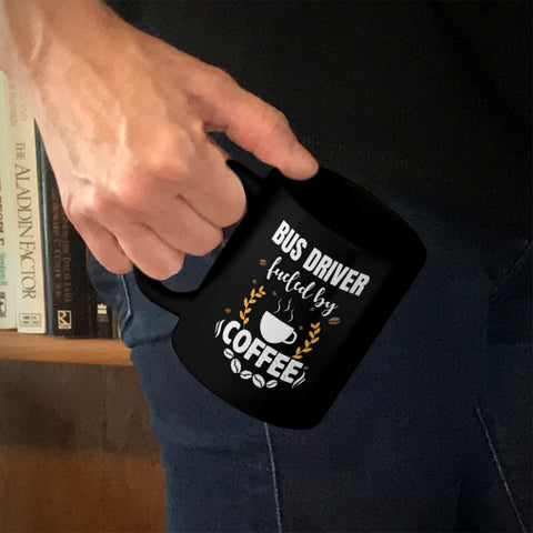 Image of Personalized Ceramic Coffee Mug Black Fueled by Coffee
