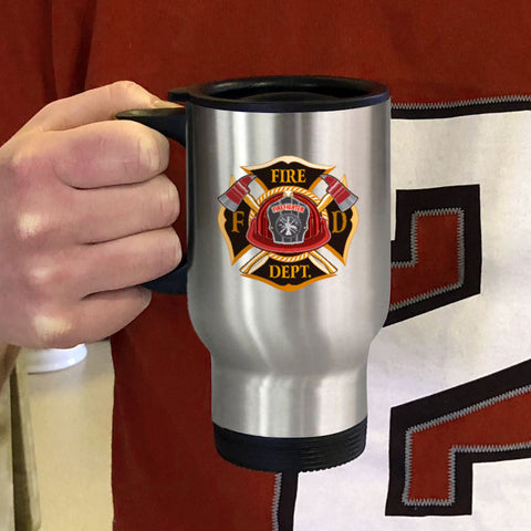 Image of Metal Coffee and Tea Travel Mug Firefighter