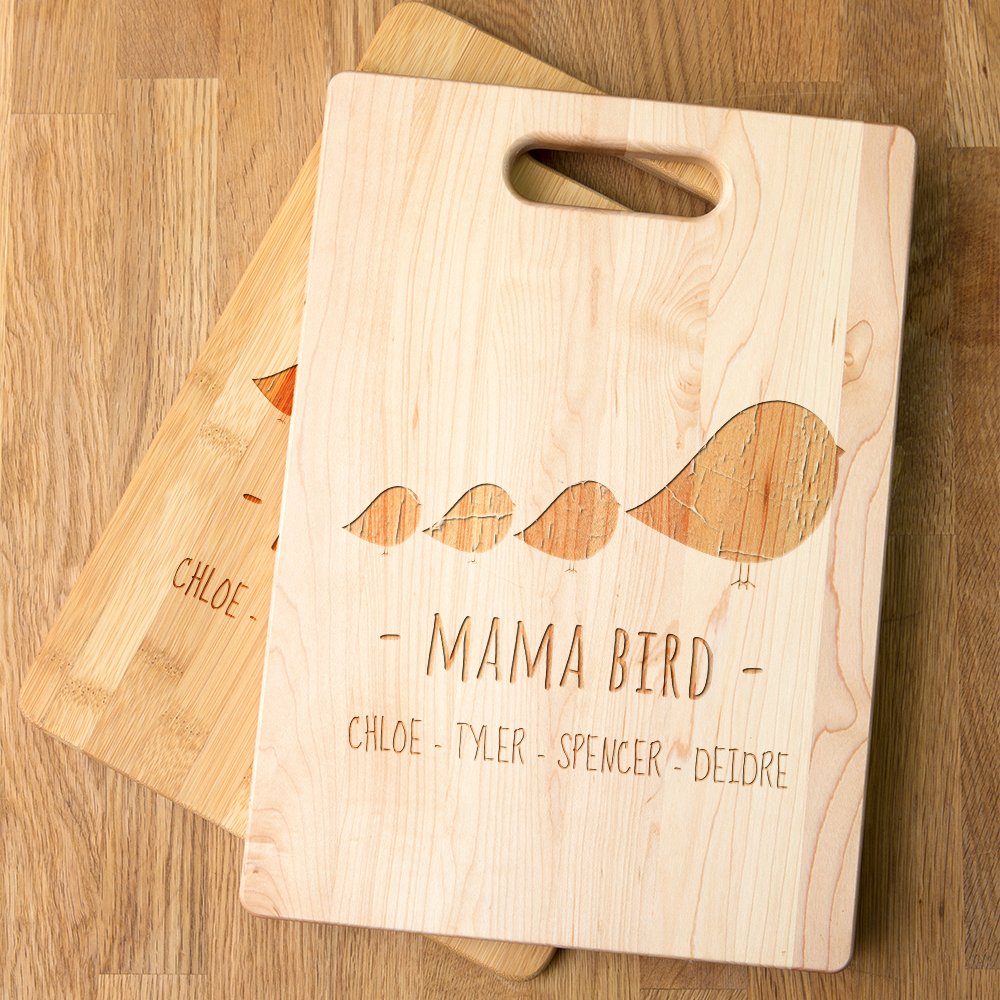 Mama Bird Personalized Maple Cutting Board