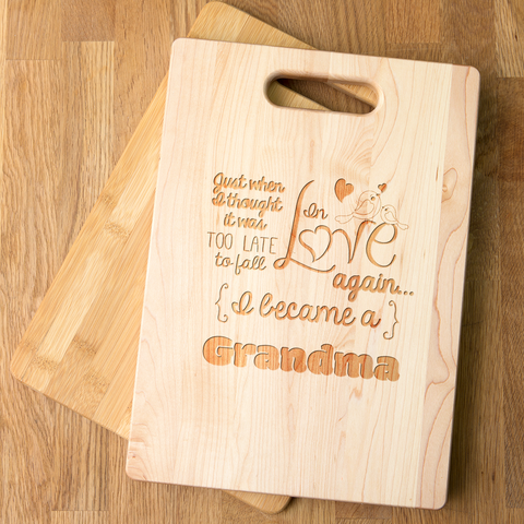 Image of Fall In Love Again Grandma Personalized Cutting Board