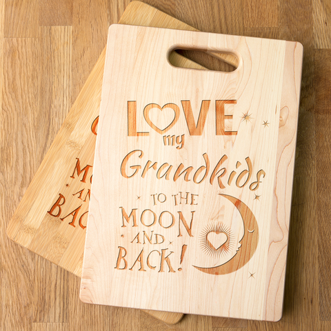 Image of Love My Grandkids To the Moon and Back Personalized Maple Cutting Board