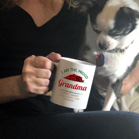 Image of Roses Proud Grandma Personalized Ceramic Coffee Mug