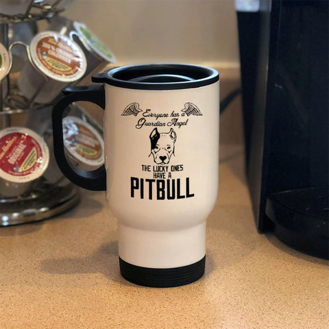 Image of Metal Coffee and Tea Travel Mug The Lucky Ones Have a Pitbull