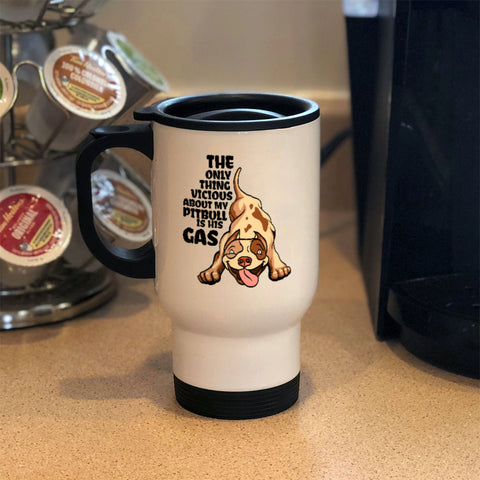Image of Metal Coffee and Tea Travel Mug Pitbull is his Gas
