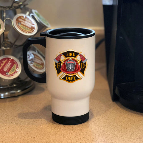 Image of Metal Coffee and Tea Travel Mug Firefighter
