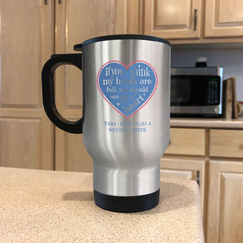 Image of Full Heart Personalized Metal Coffee and Tea Travel Mug