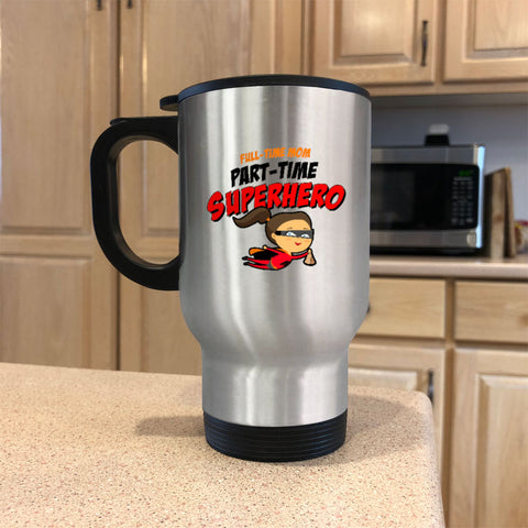 Image of Part-time Superhero Metal Coffee and Tea Travel Mug