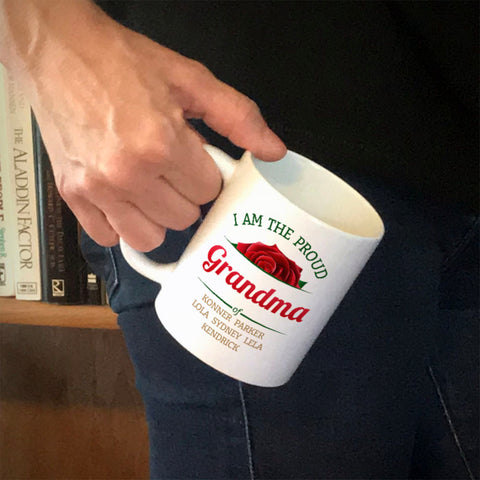 Image of Roses Proud Grandma Personalized Ceramic Coffee Mug