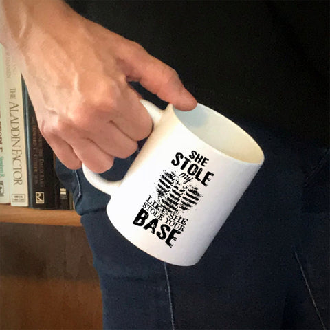 Image of Ceramic Coffee Mug She Stole My Heart Like She Stole Your Base