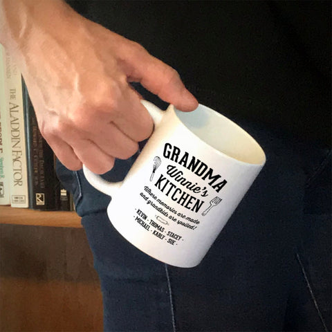 Image of Personalized Ceramic Coffee Mug Kitchen Where Memories are Made Grandma