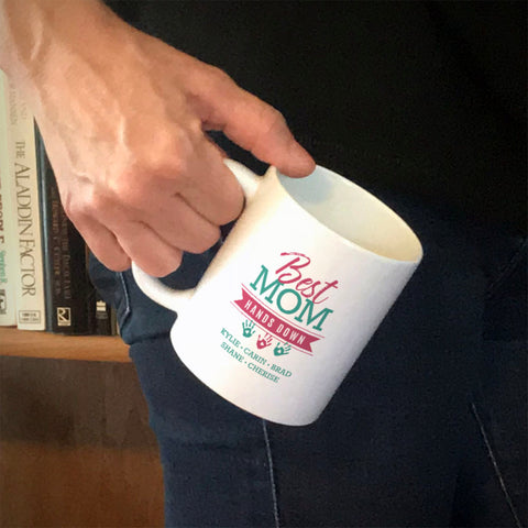 Image of Hands Down Personalized Ceramic Coffee Mug