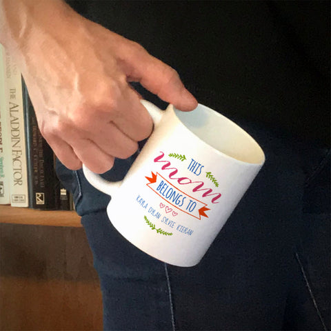 Image of Mom Belongs To Personalized Ceramic Coffee Mug
