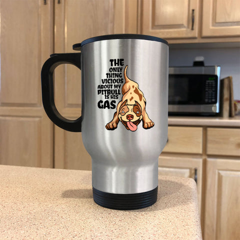 Image of Metal Coffee and Tea Travel Mug Pitbull is his Gas