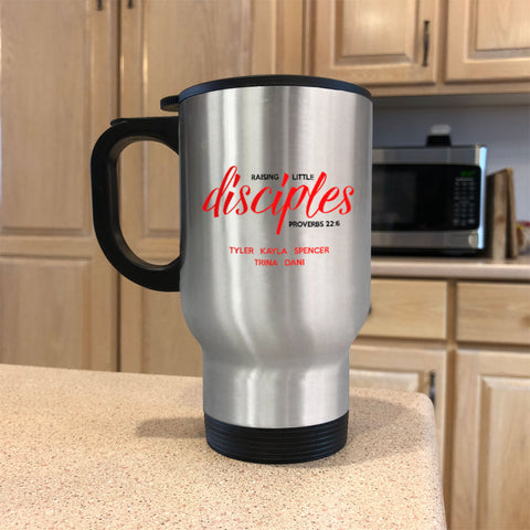 Image of Raising Disciples Personalized Metal Coffee and Tea Travel Mug