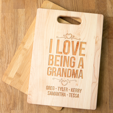 Image of I Love Being A Grandma Personalized Cutting Board