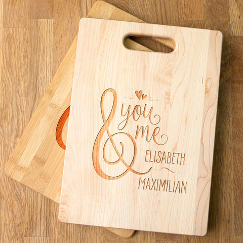 Image of You And Me Personalized Maple Cutting Board