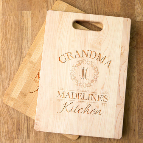 Image of Grandma's Kitchen Monogram Personalized Maple Cutting Board