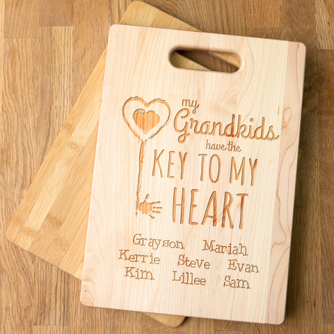Image of Key To Grandma's Heart Personalized Cutting Board
