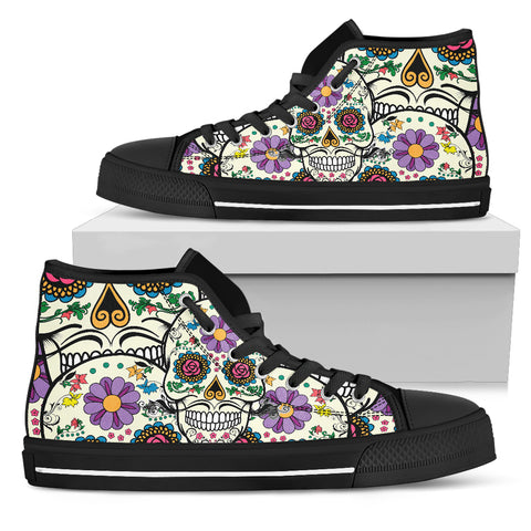Image of Violet Sugar Skull High Tops Black