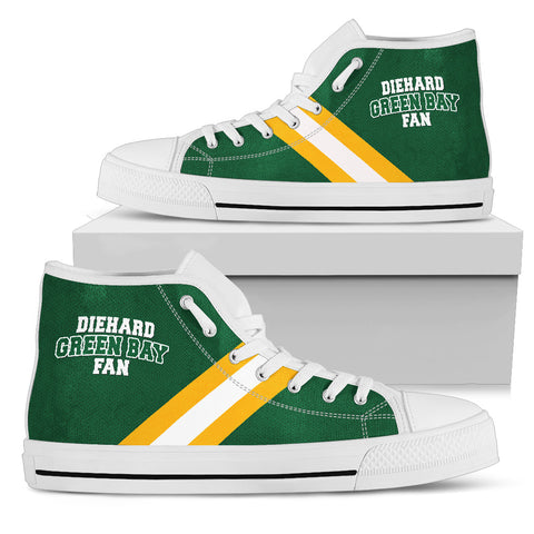 Image of Diehard Green Bay Fan Sports High Top Shoes White