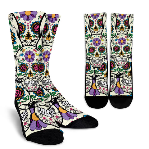 Image of Violet Sugar Skull Crew Socks
