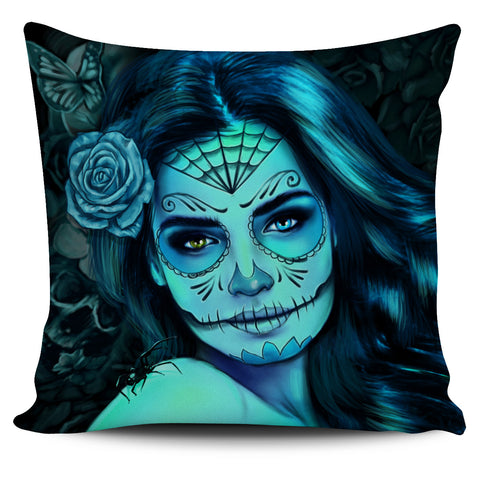 Image of Calavera Sugar Skull Pillow Cover