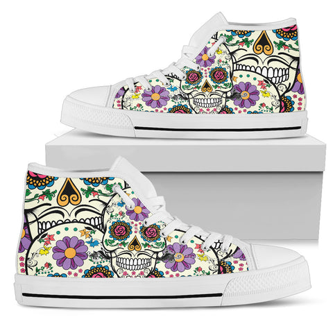 Image of Violet Sugar Skull High Tops White