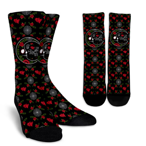 Image of Love You To The Moon Sugar Skull Crew Socks