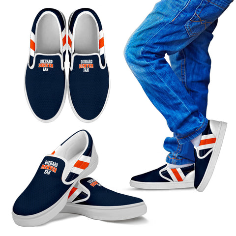 Image of Diehard Denver Fan Sports Slip On Shoes Navy White