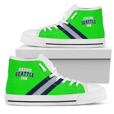 Image of Diehard Seattle Fan Sports High Top Shoes Green White