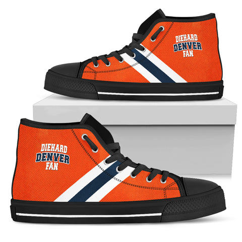 Image of Diehard Denver Fan Sports High Top Shoes Orange Black