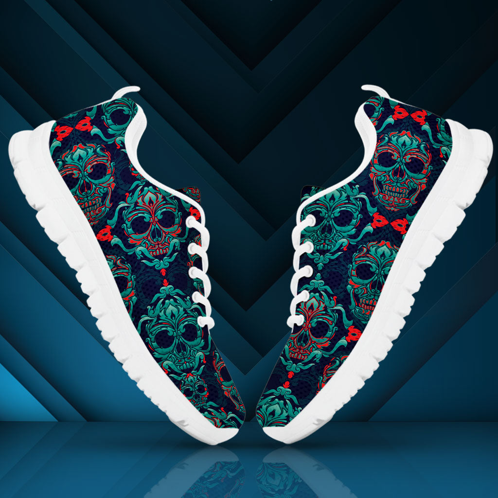 Ornamental Sugar Skull Running Shoes White