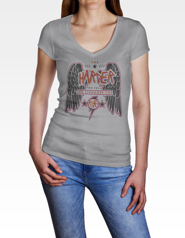 Image of Ladies Cotton V-Neck T-Shirt The Harder You Fall The Stronger you Rise