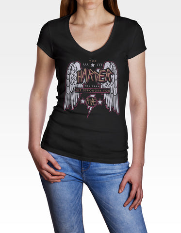 Image of Ladies Cotton V-Neck T-Shirt The Harder You Fall The Stronger you Rise