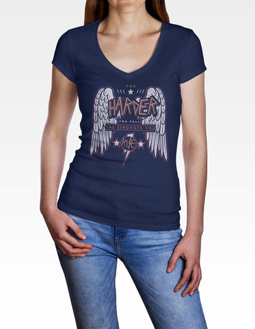 Image of Ladies Cotton V-Neck T-Shirt The Harder You Fall The Stronger you Rise