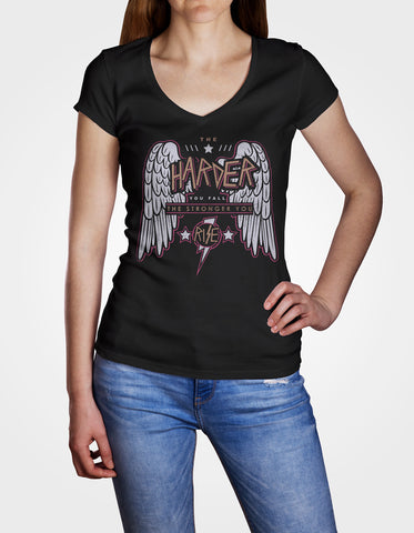 Image of Ladies Cotton V-Neck T-Shirt The Harder You Fall The Stronger you Rise