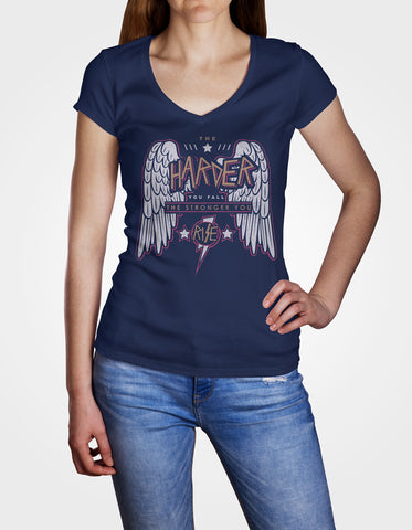 Image of Ladies Cotton V-Neck T-Shirt The Harder You Fall The Stronger you Rise